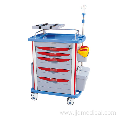 Hospital Furniture Medical Cart ABS Emergency Trolley